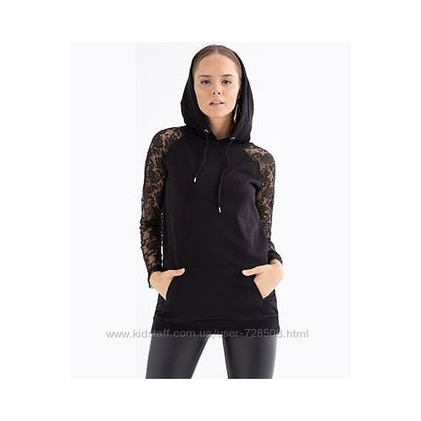 Select. Англия. Вналичии. Удлиненное худи с кружевными рукавами.