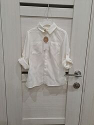 Біла молочна рубашка блуза на дівчинку MANGO 4-5р