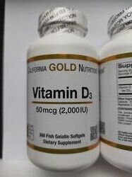 California Gold Nutrition, Витамин D3, 50 мкг, 2000 МЕ, 360 капсул