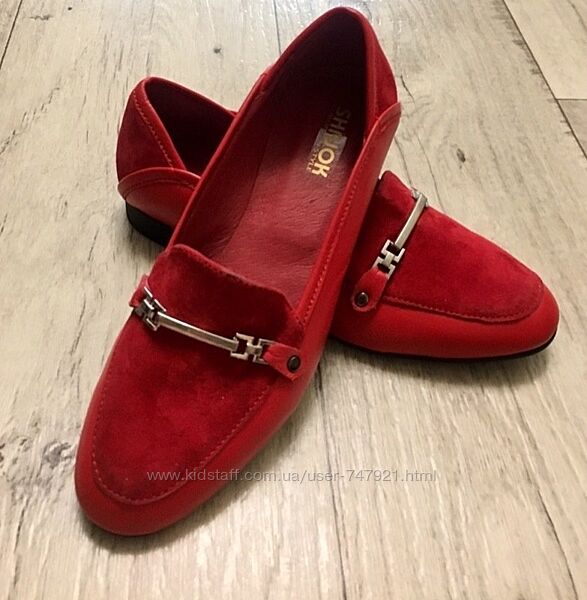 Распродажа женские туфли лоферы красные замш размер 37.