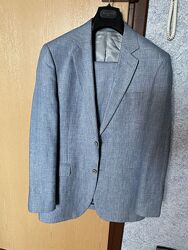Мужской летний голубой костюм 100 лен, Италия  Размер  - 48  рост 180