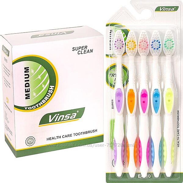 5шт Набор зубных щеток Vinsa. средняя жесткость