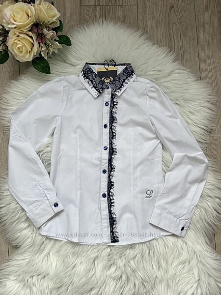 Нарядна біла шкільна блуза на дівчинку. Нарядная белая школьная блуза