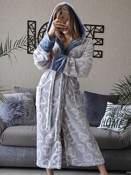 Плюшевий халатик довгий або коротк с капюшоном 