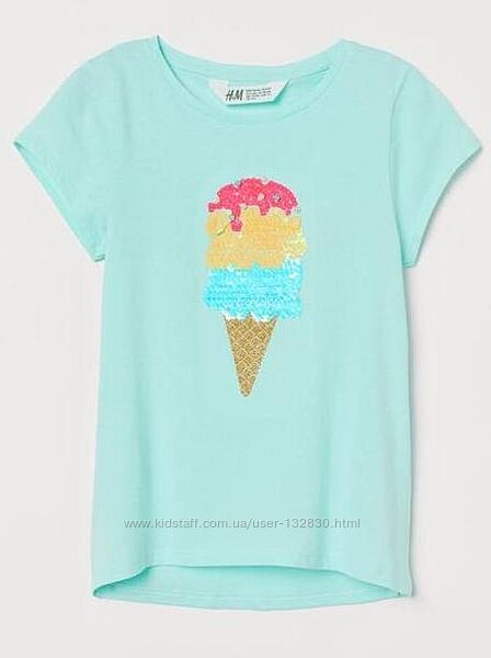 Нарядные футболки H&M для девочек пайетки
