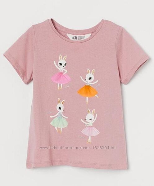Нарядная футболочка H&M кролики балеринки