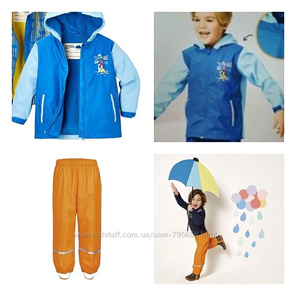 Костюм дождевик 80 86 92 Lupilu грязепруф непромокайка на флисе Германия