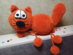 Вязаный кот, мягкая игрушка. Плюшевый котик