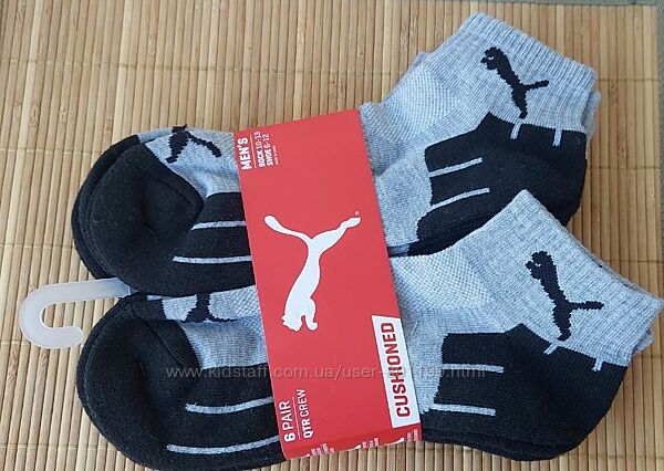 Шкарпетки носки короткие PUMA, 6 пар, р. 41-45 10-13 US, оригинал