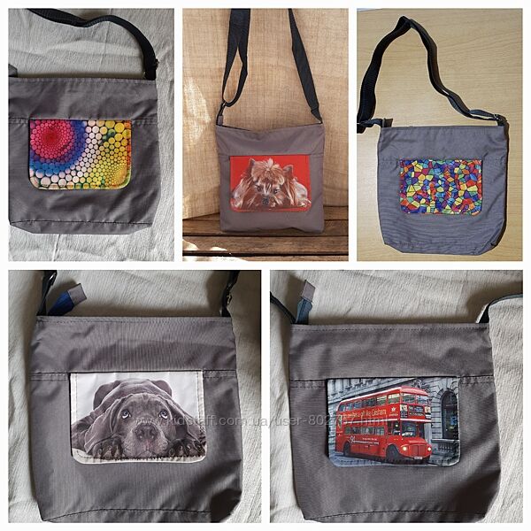 Сумочка планшет клатч тканинний з принтом сірий через плече унісекс