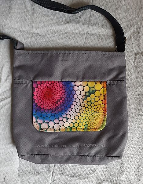 Сумка планшет клатч тканинний сірий з принтом з кишенею легкий недорого