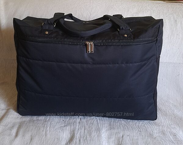 Сумка дорожня тканинна на синтепоні чорна велика легка з кишенями міцна