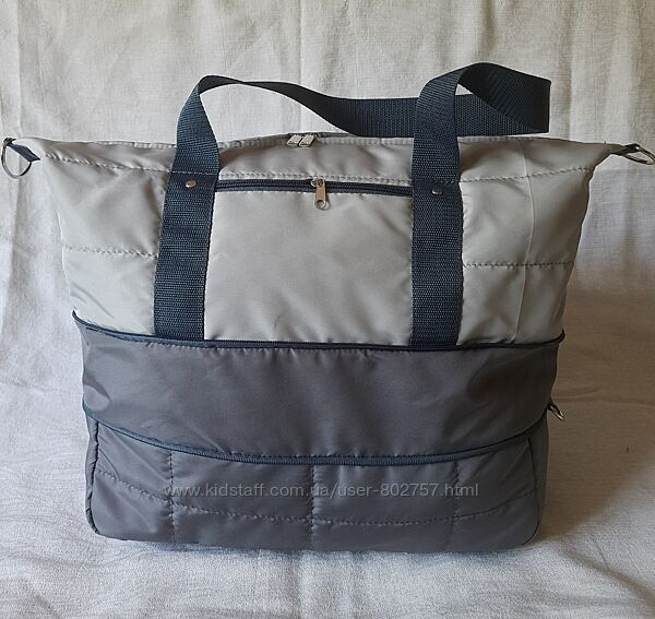 Сумка дорожня спортивна ручна кладь легка мяка світла сіра трансформер 