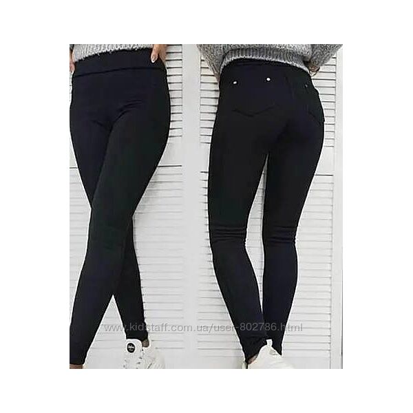 Жіночі лосини леггінси, на хутрі, чорні, утеплені 42 - 56