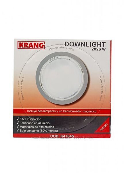 Вбудовуваний круглий світильник з трансформатором Krang 23,3х10,1см Срібло 