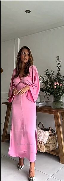 Ніжна рожева сатинова сукня від h&m 38м