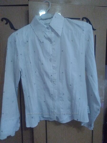 Біла блуза -рубашка на зріст 152 см