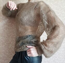 Ажурный свитер-паутинка из супер кидмохера 