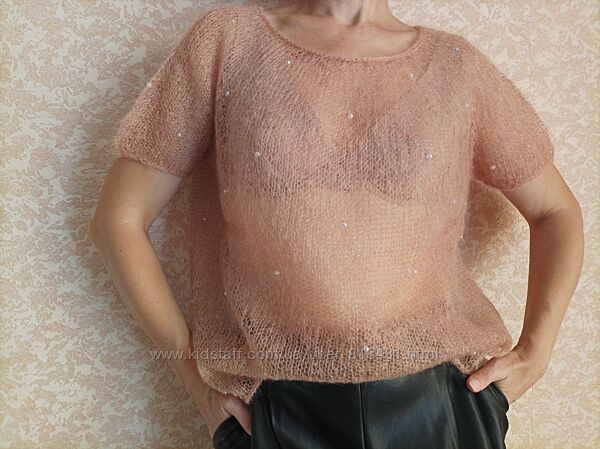 Паутинка с бусинками из итальянского кид мохера