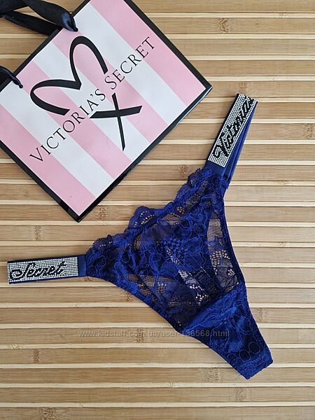 Трусики Bombshell Shine Strap Lace Thong зі стразами victorias secret