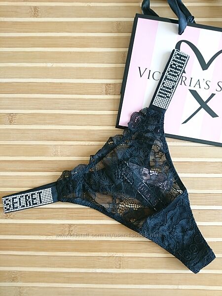 Трусики Bombshell Shine Strap Lace Thong зі стразами victorias secret