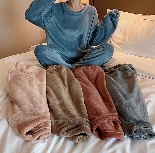 9 кольорів. Тепла махрова піжама, домашній костюм махра, пижама комплект 