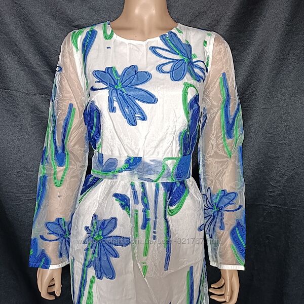 marino milano Italy довга прозора сукня квіти вишивка жіноча вечірня рукав