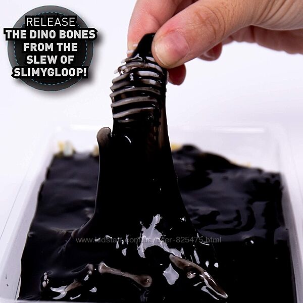 2 динозавра в чёрном Слаиме Discovery , динозавр слайм