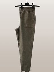 Льняные брюки на резинке s oliver/германия женские, хаки 46-48 новые