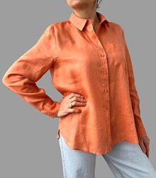 Льняная рубашка женская h&m коралловый цвет р.44-48