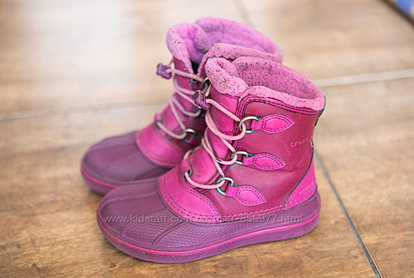 Ботинки с утеплителем Крокс с10 26 розовые непромокаемые, Crocs