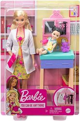 Лялька Барбі Педіатр лікар дитячий Barbie Pediatrician Playset, Blonde Doll