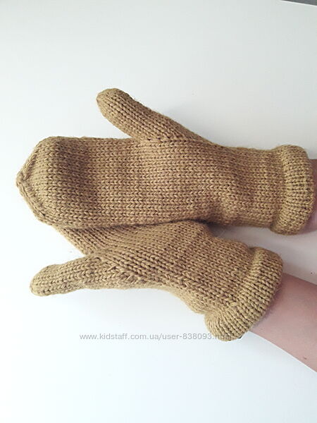 Теплі рукавички гірчичні