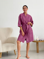 Жіночий зручний вафельний халат-кімоно різні кольори