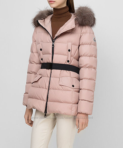 Moncler Clion пудра XS, S натур пышный мех лисы