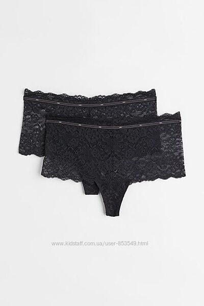 Набор кружевных трусиков -хипстеров h&m оригинал р. s