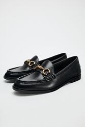 Кожаные  туфли лоферы zara