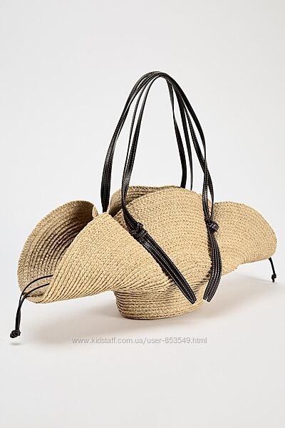 Плетена сумка-з рафіі зі шкірою zara оригинал