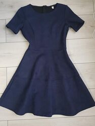 Темно-синее замшевое платье