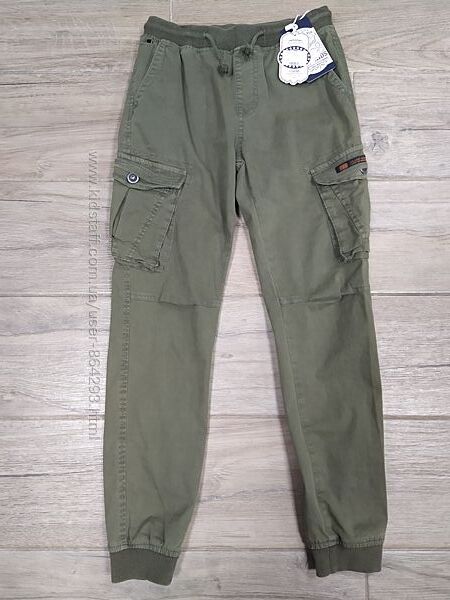 Катоновые штаны джогеры для мальчика. Пояс на резинке 152-158р.