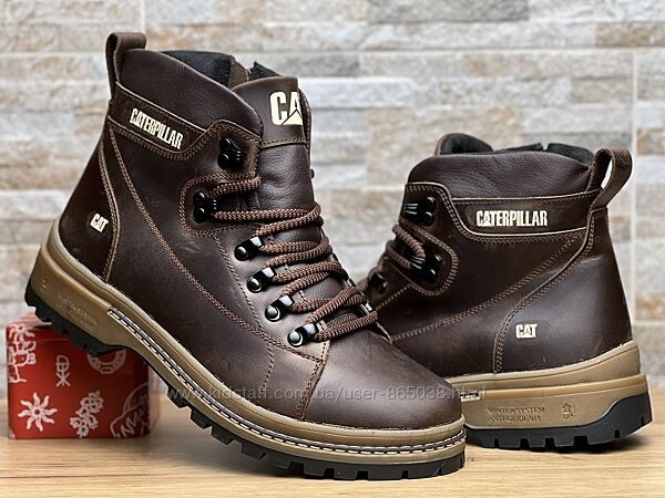 Ботинки кожаные зимние CAT Rider Nubuck Brown