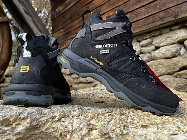 Спортивные кожаные ботинки, кроссовки термо Salomon Contagrip Gore-Tex 