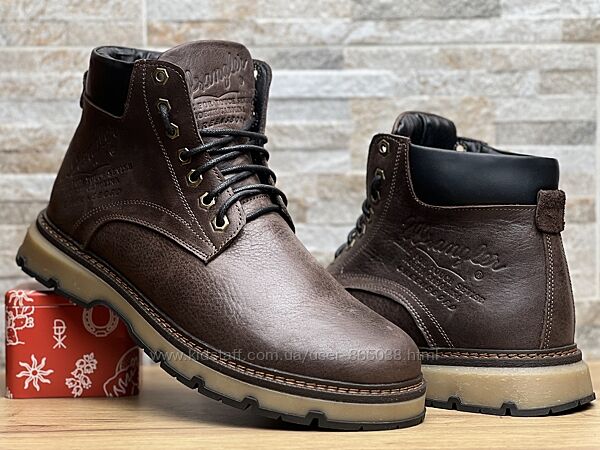 Зимние кожаные ботинки на меху Wrangler Aviator Brown