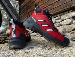 Зимние кожаные ботинки, кроссовки термо, Adidas Clima Gore-Tex Red 