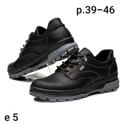 Спортивные кожаные туфли ECCO Waterproof Nubuck Black