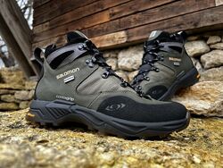 Спортивные кожаные ботинки, кроссовки термо Salomon Contagrip Gore-Tex Oliv