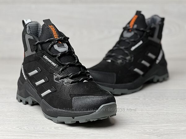 Зимние кожаные ботинки, кроссовки термо, Adidas Clima Gore-Tex Black