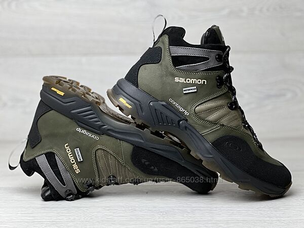 Спортивные кожаные ботинки, кроссовки термо Salomon Contagrip Gore-Tex 