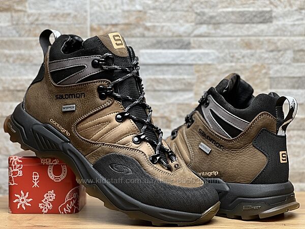 Спортивные кожаные ботинки, кроссовки термо Salomon Contagrip Coyote GTX