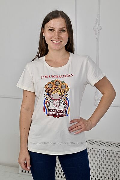 Жіноча футболка з вишивкою Україночка